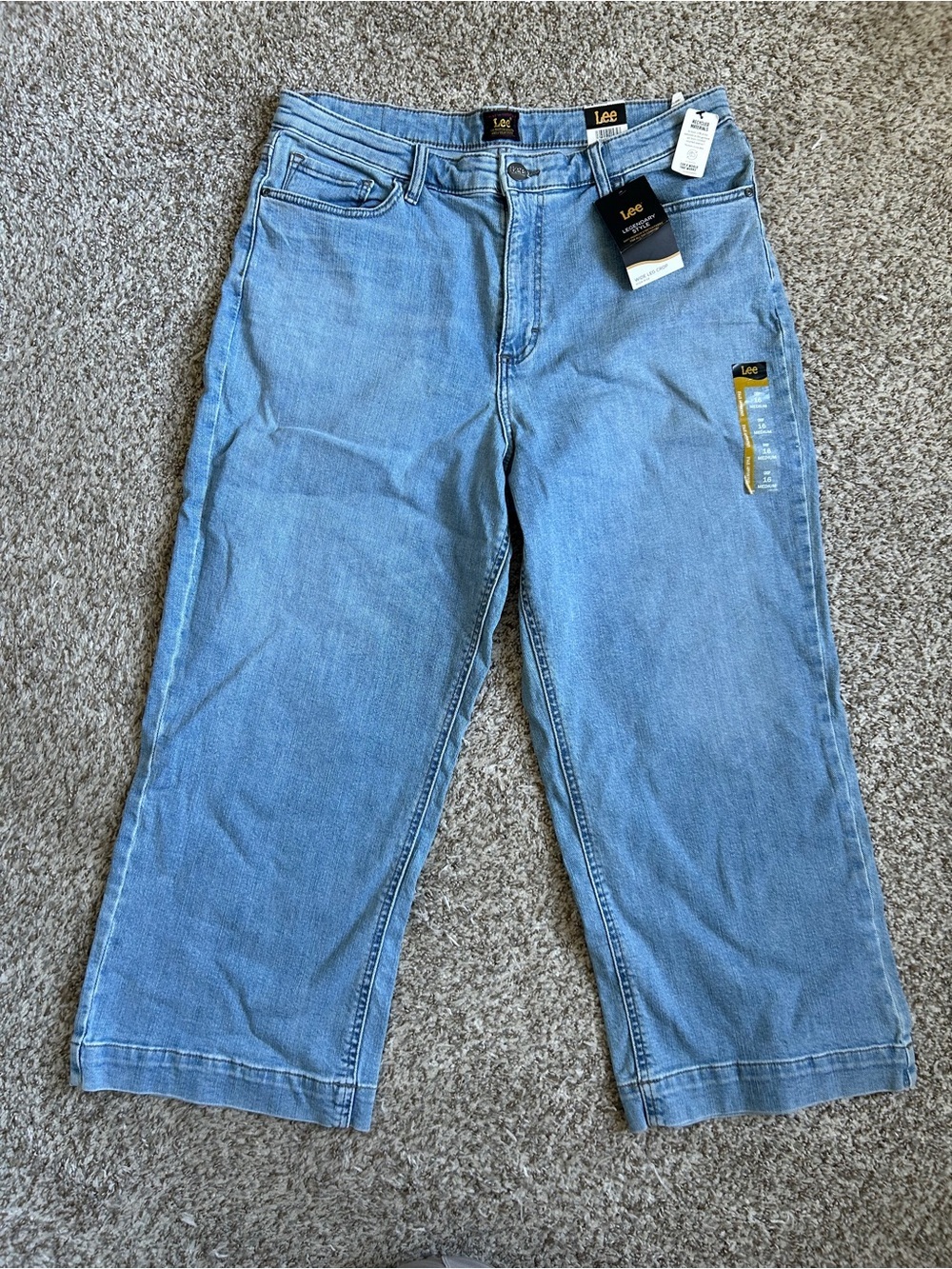 NWT Lee Wide Leg Crop Jeans High Rise Light Blue Denim Casual
